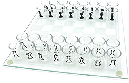 Gcroet Glas-Schachspiel mit 32 Acrylbechern, Schach- und Weinbecher, Spiel, Schnapstrinkglas-Set für Erwachsene.