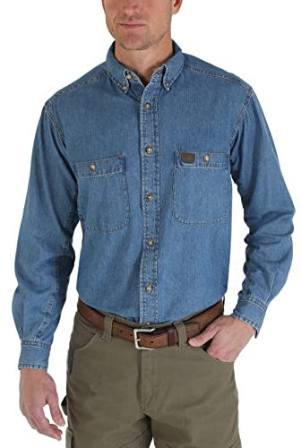 Wrangler Riggs Workwear by Men's Big and Tall Denim Work Shirt,Antique Navy,3X Big