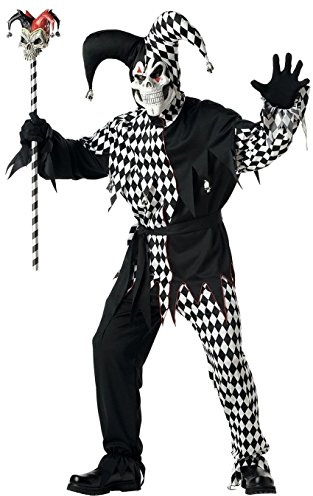 Express Fancy Dress Herren-Kostüm, böser Hofnarr / Harlekin, Weiß