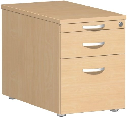 Gera Möbel S-530352-BU/BU Rollcontainer Venedig mit 1 Hängeregistratur, 1 Metall- und 1 Materialschubfach, 43 x 80 x 56,6 cm, buche