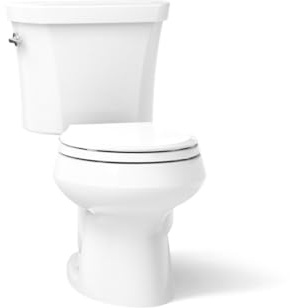 KOHLER K-3987-0 Wellworth Two-Piece Round-Front Dual-Flush Toilet with Class Five Flush System and Left-Hand Trip Lever, White