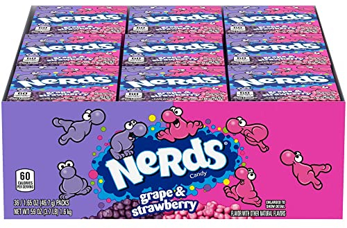 NERDS - Nerds Candy Caramelos Acidos Americanos | Combo Perfecto de Dulces Pequeños con Gran Sabor a Uva y Fresa - Ideal para Compartir - 36 Paquetes de 46,7 g