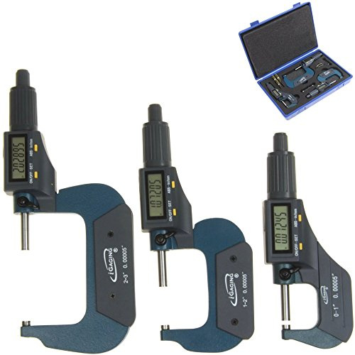 iGaging 0-3 Digital Electronic Outside Micrometer Set 0-1, 1-2, 2-3 Large LCD