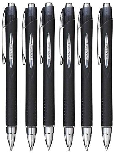 Uni Ball Jetstream Tintenroller, einziehbar, breite Spitze, 1 mm, Schwarz, SXN-210 (6 Stück)