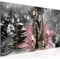 Runa Art Wandbild XXL Buddha Orchidee Wohnzimmer Schlafzimmer 200 x 80 cm Grau Rosa 5 Teilig - Made in Germany - 505355c