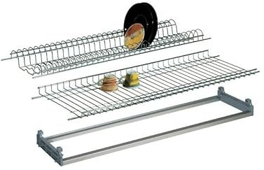 Kit scolapiatti cromato da incasso con telaio regolabile 86x25 cm