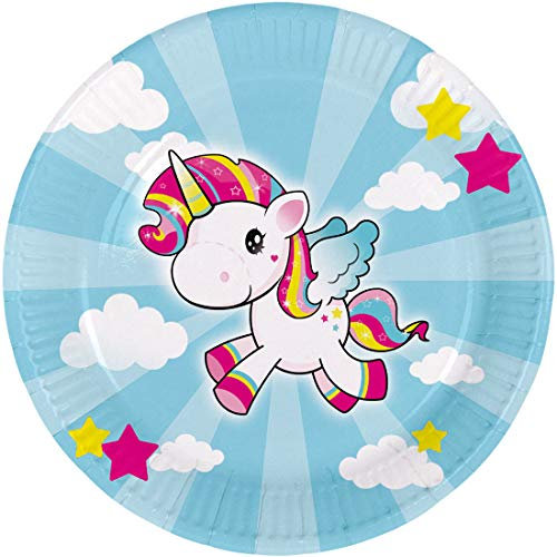 NET TOYS 8 Assiettes Licorne | 23 cm de diamètre | Décoration de fête Magnifique Assiette Unicorne | Parfait pour Anniversaire d'enfants & fête d'enfants