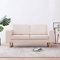 vidaXL Sofa 2-Sitzer mit Rückenkissen Sitzkissen Zweisitzer Loungesofa Polstersofa Lounge Stoffsofa Sitzmöbel Wohnzimmer Stoff Holzrahmen Cremeweiß