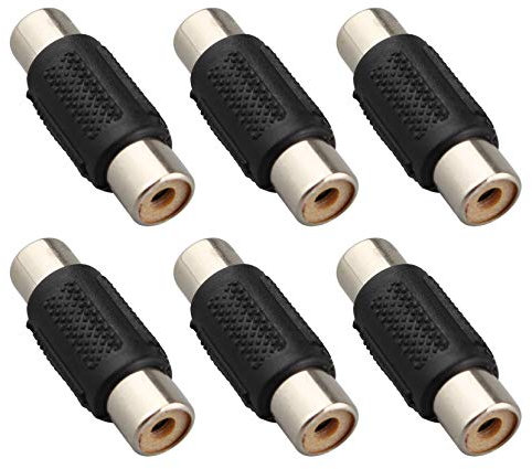 Jopto 6-Pack RCA Female to RCA Female Coupler Adapter, Professional AV Extender, Black, for Camera, DVD, VCD, Video Recorder, Game Console and TV