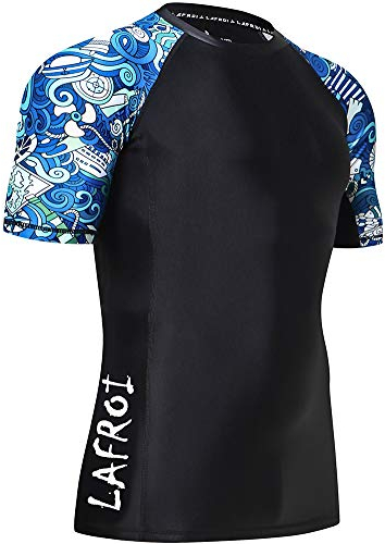 LAFROI Herren Kurzarm UPF 50+ Kompressionsshirt Rash Guard-CLY02D (Fantasy,XXXL)