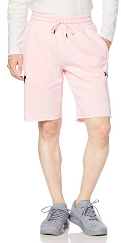 Under Armour Men's Sweatpant Shorts Cotton/Polyester Blend UA Dwayne Johnson Sweatpant Shorts1357200 (Pink, X-Large)