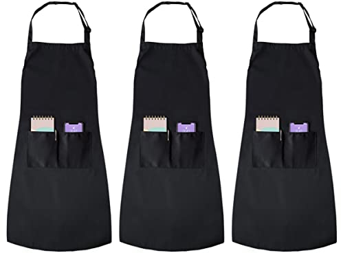 joeji's Kitchen Schürze Damen Taillenschürze - Kellnerschürze Mit 3 Taschen - Schürzen Gastronomie Halbschürze Unisex -Bistro Kochs Back Restaurant Café Schürze Für Küche (Schwarze, 3er-Pack Lang)…