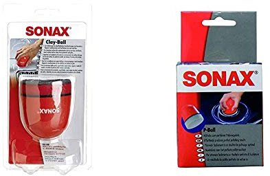 SONAX Clay-Ball (1 Stück) Problemlöser gegen hartnäckige Verschmutzungen auf Lack und Glas | Art-Nr. 04197000 & P-Ball (1 Stück) mühelos und schnell zum perfekten Polierergebnis | Art-Nr. 04173410