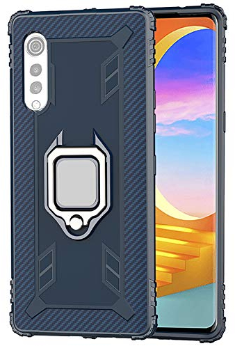TANYO Coque pour LG Velvet (5G / 4G), Housse TPU Silicone Etui avec 360° Support, Rugged Armor Bumper Case, Telephone Cover Robuste, Bleu