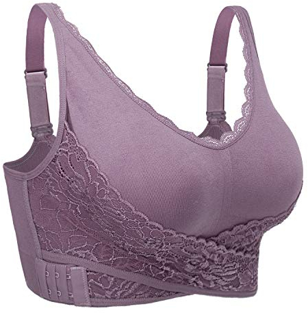 iClosam Damen-BHS Spitzen Bra Ohne Bügel Bustier mit Spitze Push Up Klassische BH für Frauen Comfy BH Bralette Lace Mit Polstern Bra Front Closure Gepolsterter BH Bequem L-3XL