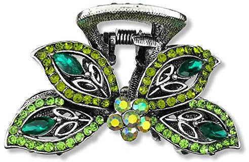 Eclatsdecristal Pince Crabe Moyenne Argentée Valma, Vert Vert