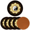 Set von 6 Untersetzern rund Leder Getränk Urlaub Kaffee Tasse Matte für Holztisch Yin Yang Symbol mit goldenem Lotus Geschenk für Geburtstag