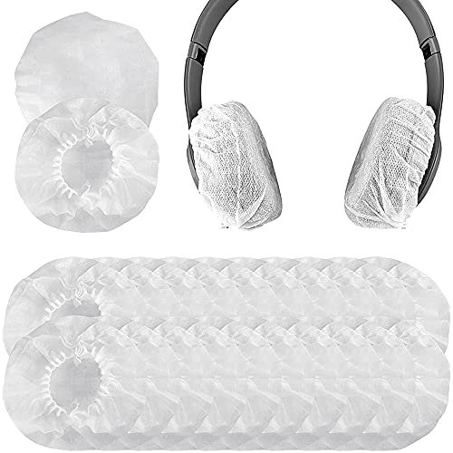 100 Stück Kopfhörer Abdeckungen, Ohrmuscheln für Kopfhörer, Ohrpolster Schutz, Dehnbare Kopfhörer-Abdeckungen aus Vliesstoff, für Die Meisten On-Ear-Kopfhörer, Gaming-Headset (Weiß)