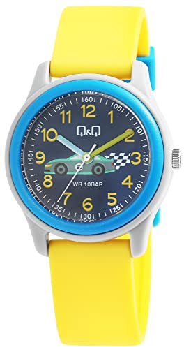 Q&Q Kinder-Uhr Silikon Dornschließe Lernuhr Auto 10 Bar Analog Quarz VS59J007Y