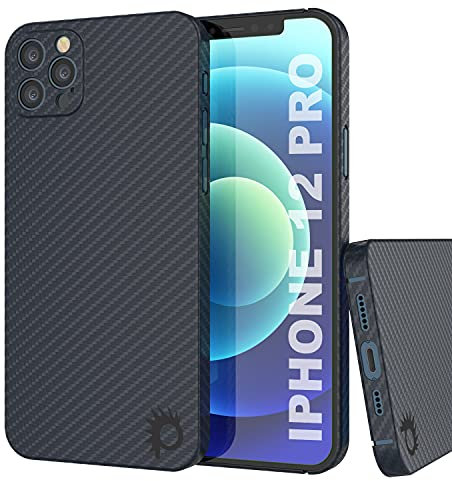 PunkCase for iPhone 12 Pro Carbon Fiber Case [AramidShield Series] Ultra Slim & Light Carbon Skin Made from 100% Real Aramid Fiber | Military Grade Protection for Your iPhone 12 Pro (6.1) [Black]