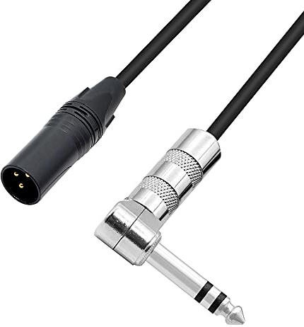 PNGKNYOCN 1/4 to XLR Cable 90 Degree Right Angle 6.35 mm TRS Male Plug to XLR Male Plug Audio Stereo Microphone Cable for Speakers, Stage, DJ and More (0.5M)
