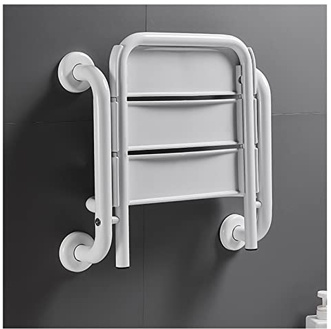 Duschstuhl Klappbar Wandmontage Duschsitz Klappsitz Wand Klappbar Duschhocker Wandklappstuhl 150 kg Badezimmer Hocker Bank Klappstuhl Schuhhocker für Eingang, Foyer, Garderobe, Balkon, Bad(Color:Weiß)