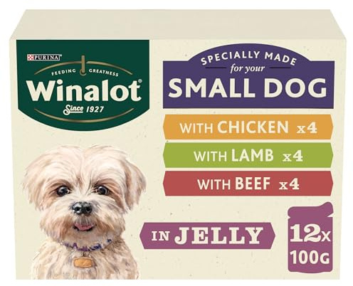 WINALOT Meaty Chunks Small Dog Mixed in Jelly Wet Dog Food 12x100g, Pack of 4
