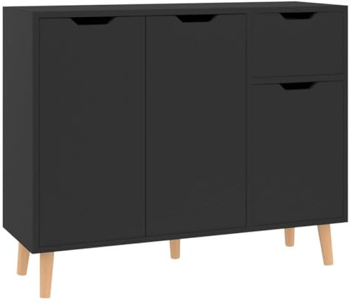 vidaXL Sideboard Kommode Anrichte Schrank Beistellschrank Mehrzweckschrank Standschrank Flurschrank Lagerschrank Hochglanz-Schwarz 90x30x72cm Holzwerkstoff