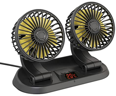 basisago Ventilatore da auto da 12 V 24 V – Ventola di raffreddamento girevole a 360 gradi | 3 forti ventole da tavolo per cruscotto auto, camion, furgoni, SUV, camper