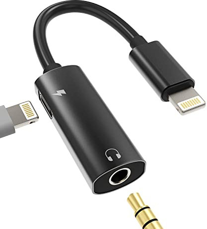 Lightning to 3.5mm Jack Connector(2in1)Iphone Aux Dongle Adapter for Headphone Audio Cable Charge Splitter Cord Apple MFI Certified Charging for 14 13 12 11 Pro Max 7 8 X XR Ipad Music Earphone Earbud