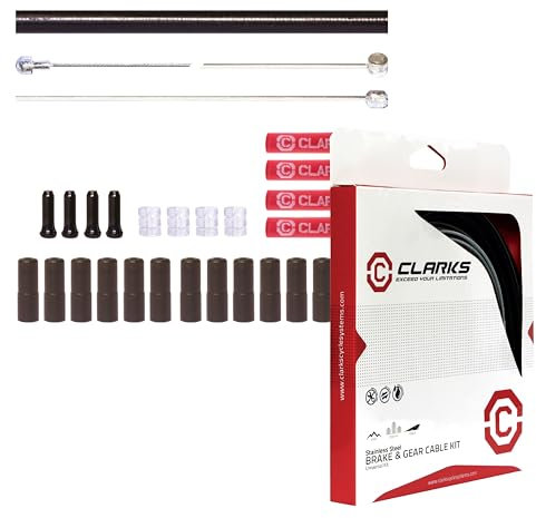 Clarks Stainless Steel Brake and Gear Cable Kit - Black, Universal Brake & Gear Wires with Standard Outer Casings for Mountain Bikes (MTB), Hybrid & Road Bikes