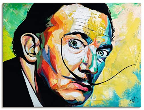 ARTLAND Wanddeko Leinwand Bilder Wandbild 80x60 cm Menschen Portrait Künstler Energie Dynamik Farbe Salvador Dali U4PK