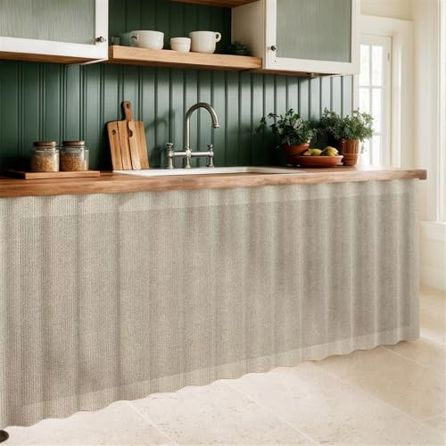LIVEINU Selbstklebend Schrankvorhänge für Küche, Beigegrau, 140x100cm | Kleiderschrank, Badezimmer, Privatsphäre Gardine, Staubdichter Vorhang für Regale, hängende Tür, Japanische Noren