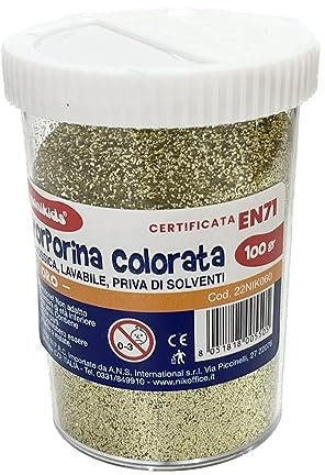 600 gr di PORPORINA GLITTER COLORATA hobbystica fai da te CON SETACCIO polvere per unghia lavori manuali nail costumi (Oro)