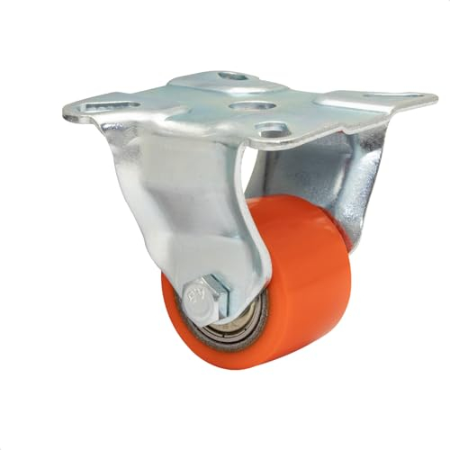 WAGNER Soft-Bockrolle - MINI - Durchmesser Ø 35 mm, Bauhöhe 60 mm, Kugellager, Softlauffläche, Stahl & Gusseisen, rot/silber, Anschraubplatte 60 x 60 mm, Tragkraft 100 kg - 04893501