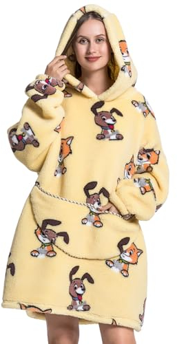 CNTSFS Übergroße Hoodie Sweatshirt mit Taschen und Kapuze Oversized Blanket Hoodie Kapuzenpullover TV Decke Herren Damen Katzen und Hunde