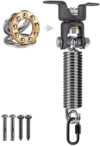 BeneLabel Swing Hanger Bearing, Heavy Duty Hammock Chair Hook 360 Swivel Punching Bag Ceiling Bracket Carabiner with M6 Spring Yoga Rope/Aerail Hoop/Boxing Suspension Kit, 500lbs