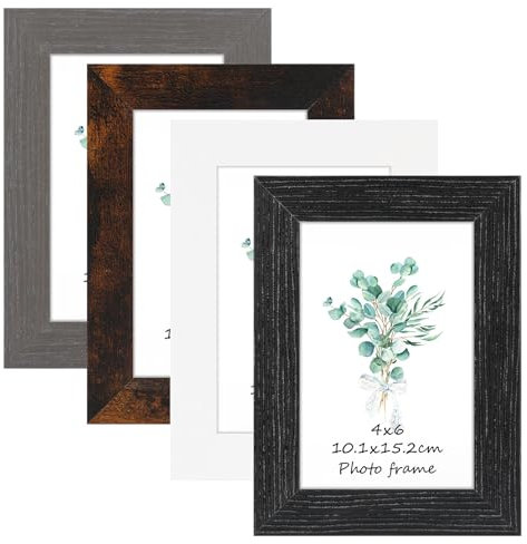 Vasemouh Bilderrahmen 10x15 CM 4er-Set in verschiedenen Farben, für Wand- und Tischaufstellung