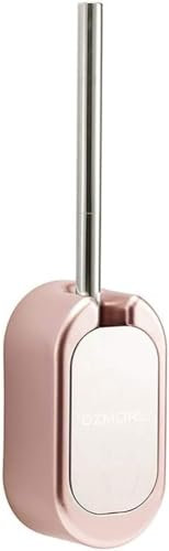 Brosse de Toilette Murale et Support, Brosse de Toilette de Salle de Bains, poignée en Acier Inoxydable, Ensemble de brosses de Toilette plaquées en Plastique(Rose Gold)