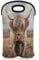 Mintoprints Highland Cow Wine Carrier Tote Bag for 2 Bottles Funny Cow Neoprene Wine Bottle Holder Carriers Bag Case Wine Cooler Bag for Travel, Picnic, Party