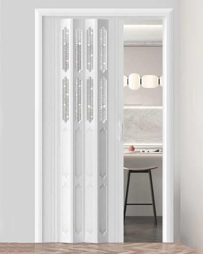 Porte Accordéon Interieur Portes Coulissantes Pliantes Décoratives, Porte Moustiquaire Magnétique avec Quincaillerie, Porte Pliante / Portes de Placard, Porte de Salle de Bain Rétractable(73x80in (185