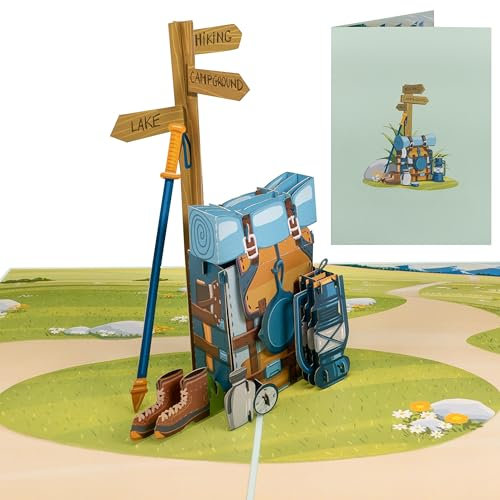 Sweetpopup® Pop Up Karte Wandern | 3D Geburtstagskarte für Frauen, Männer | Geldgeschenk Wanderurlaub | Gutschein Wanderreise Camping Urlaub in den Bergen | Geschenkkarte Wandern, 070