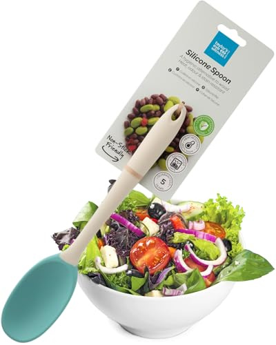 Taylors Eye Witness Large Silicone Buttermilk & Turquoise Stirring Spoon - Dishwasher Safe. For Non-Stick Pans. Hygienic Alternative To Wood. Odour, Stain, Heat Resistant(260°C/500°F) 5 Year Guarantee