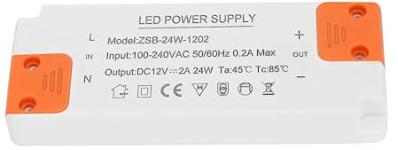 Trasformatore 220V 12V Alimentatore LED - Alimentatore 12V, Trasformatore 24W, Led Driver, Senza Sfarfallio, Senza Rumore, Per Lampade Alogene G4 Mr16 Gu5.3, 1 Pezzo