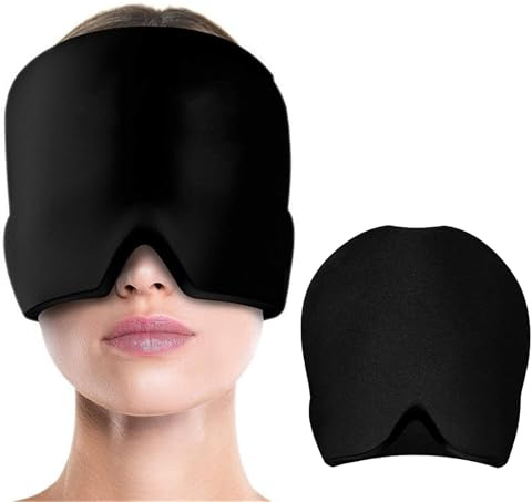 Migräne Maske Kopfschmerzen Maske, Kopfschmerzen Mütze Cold Therapy Cap Schlafmaske, Migräne Kühlmaske mit 180° Abdeckung, für Geschwollene Augen, Nebenhöhlen, Nervosität