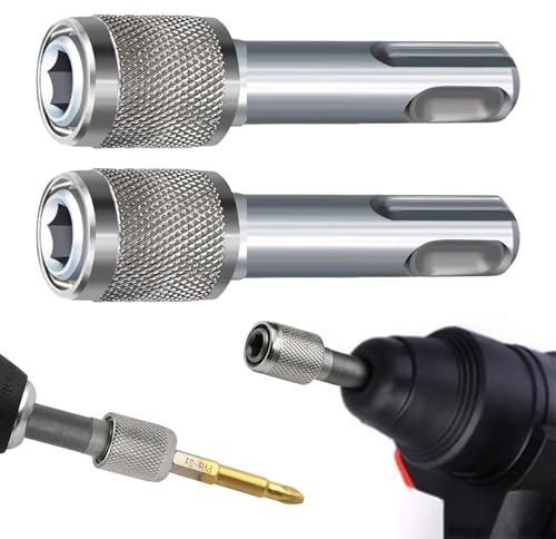 2 Stück SDS Plus Adapter,6.35mm SDS Bithalter Sechskantschaft Titanstahl Adapter Bohrfutter,Drill Hammerbohrer Kraftaufnahme Schlagbohrer,Elektrowerkzeuge für Haushaltsgeräte Industriezubehör