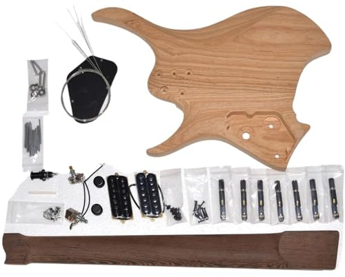Gitarrenkorpus DIY 7 Stings Headless E-Gitarren-Kit Korpus Aus Esche Hals Aus Ahorn Und Wenge 24 Bünde(Wenge)