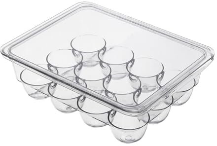 ETAINGYEUN Transparent Egg Container Holder Shockproof 12 Grid PET Tray with Lid Refrigerator Fridge