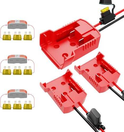 3-Pack 18V for Milwaukee M18 Battery Adapter for Power Wheels- Upgrade Power Tool Drill Battery Converter with Fuses& 12AWG Wire& Wire Terminals& Power Connector for DIY Rc Car Toys Robotics Rc Tuck