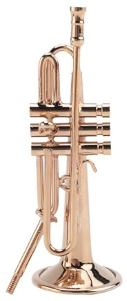 Steowsey Copper Miniature Trumpet with Stand and Case Mini Musical Instrument Miniature Replica Model Mini Trumpet Home Ornament, Easy to Use